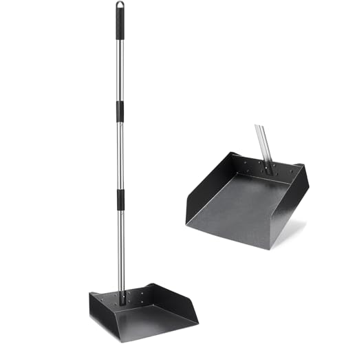 Dust Pan with Long Handle - 39”Heavy Duty Metal Dustpan | Standing Dustpan | Stand Up Dustpan with 3pcs Adjustable Handle,Stainless Steel Dust Pan for Home,Outdoor,Office,No Tool-Snap&Lock in 3 Seconds - size: 39 inches