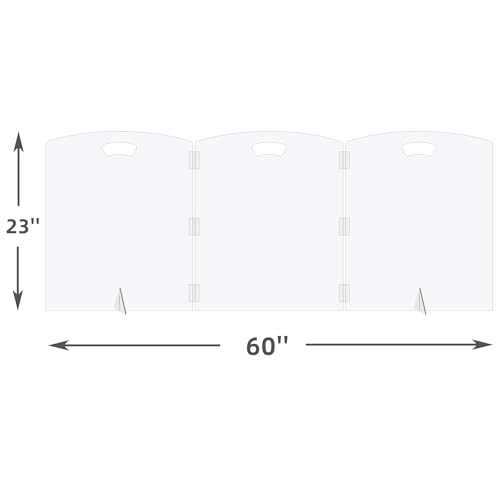 Clear Freestanding Dog Gate for Indoor Use,Pet Gates for Doorways no Drilling,Acrylic Foldable Dog Gate for Stairs with Support Feet (3Panel - 60''W x 23''H) - size: 3Panel - 60''W x 23''H