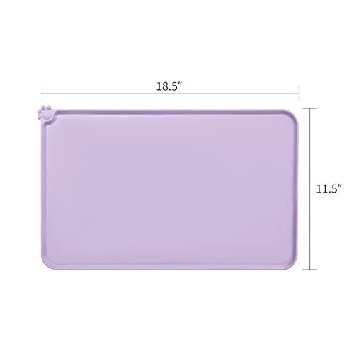 AUDWUD Silicone Waterproof Pet Feeding Mats,Anti Slip Bowl Pad,Dog Mat for Food and Water - color: Hibiscus, size: 18.5" x 11.5"