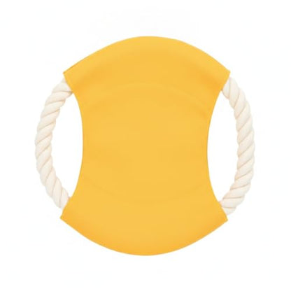 Cotton Rope Flying Disc Dog Toy, Soft Toss Frisbee for Fetch and Tug of War, 9 Inch (1 PC)
