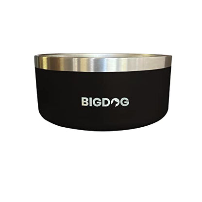 BIGDOG Large Dog Bowls, Stainless Steel, No Spill, 100 Ounce, Black - color: Black, size: 100oz