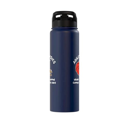 Dog Agility Design For Dog Handler - What Goes In Tunnel Stainless Steel Insulated Water Bottle - color: Navy Blue