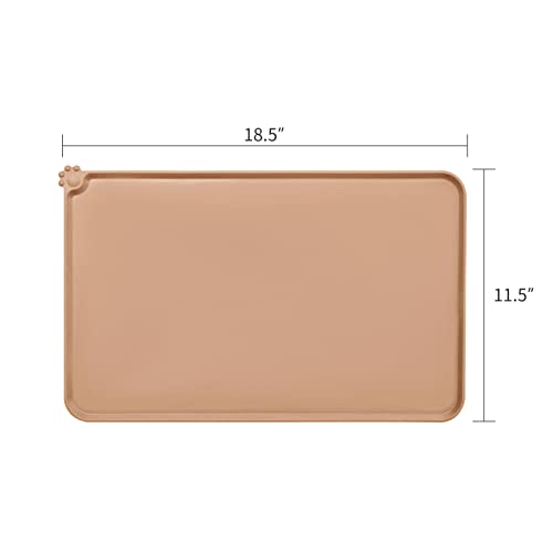 AUDWUD Silicone Waterproof Pet Feeding Mats,Anti Slip Bowl Pad,Dog Mat for Food and Water - color: Apricot, size: 18.5" x 11.5"