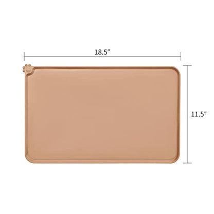 AUDWUD Silicone Waterproof Pet Feeding Mats,Anti Slip Bowl Pad,Dog Mat for Food and Water - color: Apricot, size: 18.5" x 11.5"