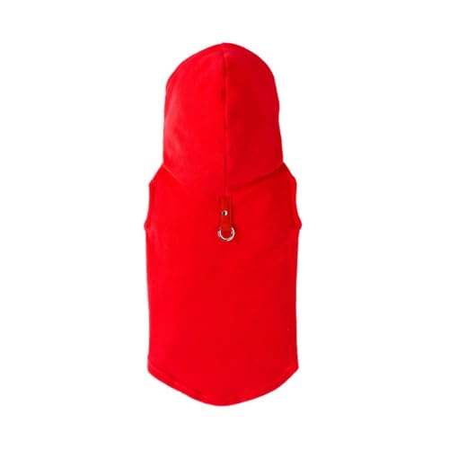 Gooby Fleece Vest Hoodie Dog Sweater - Red, X-Small - Warm Pullover Dog Hoodie with O-Ring Leash for Small to Medium Dogs - color: Red, size: X-Small (Around 4-lb)