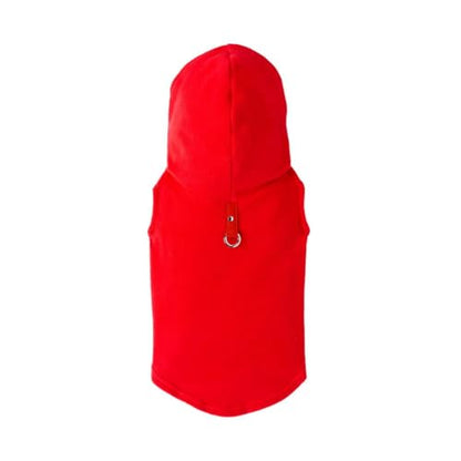 Gooby Fleece Vest Hoodie Dog Sweater - Red, X-Small - Warm Pullover Dog Hoodie with O-Ring Leash for Small to Medium Dogs - color: Red, size: X-Small (Around 4-lb)