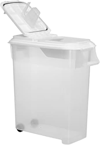 Buddeez Airtight Pet Food Storage Container - 50 QT Capacity Dog Food Storage Container - Cat Food Container, Bird Seed Storage Container, Rolling Storage Bin, Air Tight with White Lid - color: White Lid, size: 1 Pack (50 Quart)