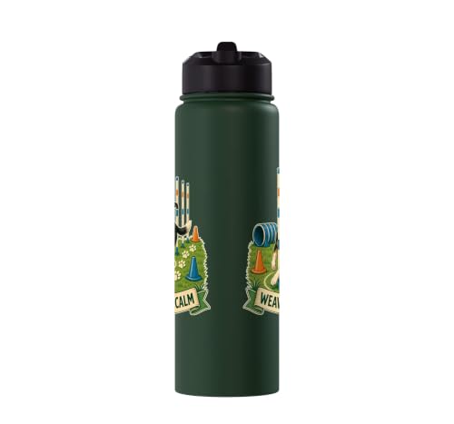 WEAVE POLE CALM Dog Agility Course Stainless Steel Insulated Water Bottle - color: Dark Green