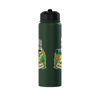 WEAVE POLE CALM Dog Agility Course Stainless Steel Insulated Water Bottle - color: Dark Green