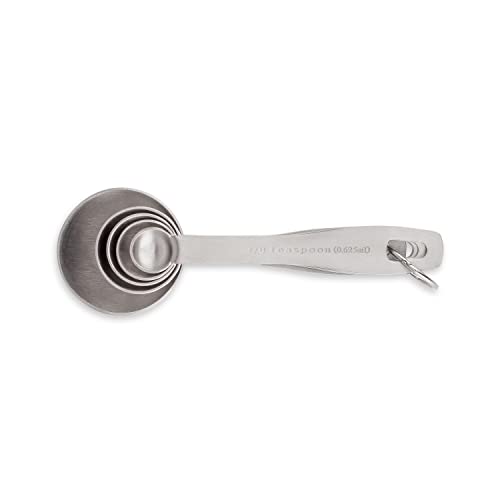 husMait 5-Piece Stainless Steel Measuring Spoons Set - Heavy Duty Metal Measuring Spoons for Dry Food, Spices or Liquids - Engraved Imperial & Metric Markings, Stackable & Dishwasher Safe - color: Measuring Spoons