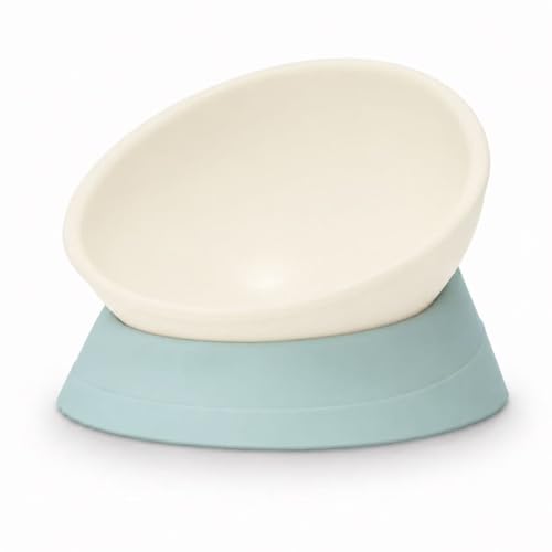 Tilted Angle Dog Bowls - Slanted Resin Dog Cat Food Bowl, Non-Slip Pet Feeder with Detachable Silicone Stand (Green, L - 4 Cup) - color: Green, size: L - 4 Cup