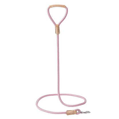 Mile High Life Dog Leash, Rope Leash with Genuine Leather Handle and Heavy Duty Metal Clasp, Great for Small Medium Large Dogs (Pink, 4FT) - color: Leather Handle-Pink, size: 48 Inch-1/2"