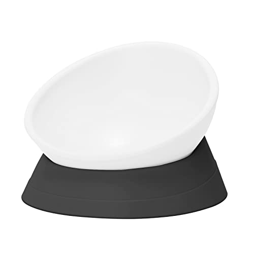 DZXZY French Bulldog Food Bowl, Slanted Tilted Pug Dog Bowl,Non-Slip Pet Feeder for Frenchie, Shih Tzu, Flat Faced Small Dogs, Puppies,Cat (Black, M -2 Cup) - color: Black, size: M -2 Cup