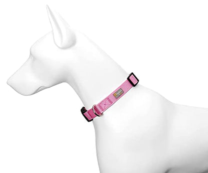Pink Dog Collar Basic Adjustable Dog Collars for Puppy Small Medium Large Dogs Girls with Breathable Quick Release Nylon Pet Collar - color: Pink, size: Small,Neck 10-14.5"(Pack of 1)