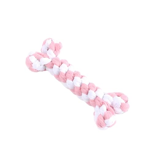 Bone-Shaped Dog Rope Chew Toy, Pink & White | Bone-Shaped Chew Toy, Durable Cotton Rope, For Teething, Training, Interactive Play, Small to Medium Dogs