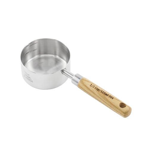 Stainless Steel Pet Food Scoop – Measuring Cup for Dogs & Cats, 304 Stainless Steel, with Precision Scale Markings (1/2Cup(125ml)) - size: 1/2Cup(125ml)
