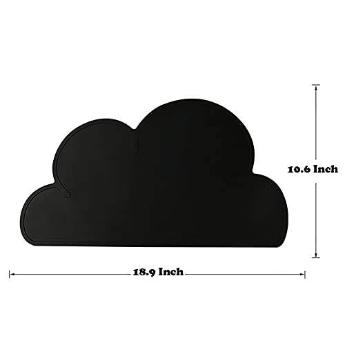 Love Dream Silicone Pet Feeding Food Mat Dog Cat Placemat Mat with Raised Edge, Anti-Slip Waterproof Pet Bowl Mats Pet Food Tray (Black) - color: Black