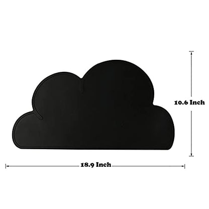 Love Dream Silicone Pet Feeding Food Mat Dog Cat Placemat Mat with Raised Edge, Anti-Slip Waterproof Pet Bowl Mats Pet Food Tray (Black) - color: Black