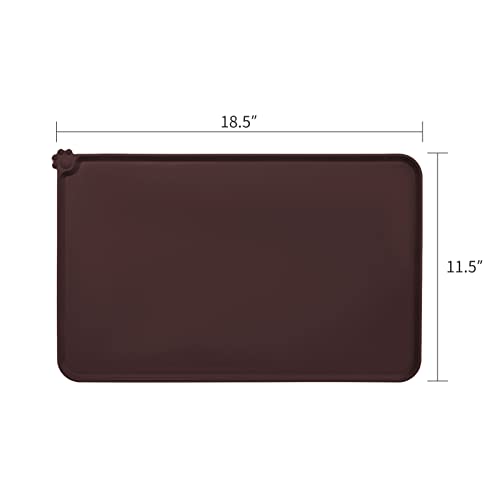 AUDWUD Silicone Waterproof Pet Feeding Mats,Anti Slip Bowl Pad, Dog Mat for Food and Water - color: Dark Brown, size: 18.5" x 11.5"