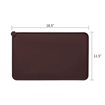 AUDWUD Silicone Waterproof Pet Feeding Mats,Anti Slip Bowl Pad, Dog Mat for Food and Water - color: Dark Brown, size: 18.5" x 11.5"