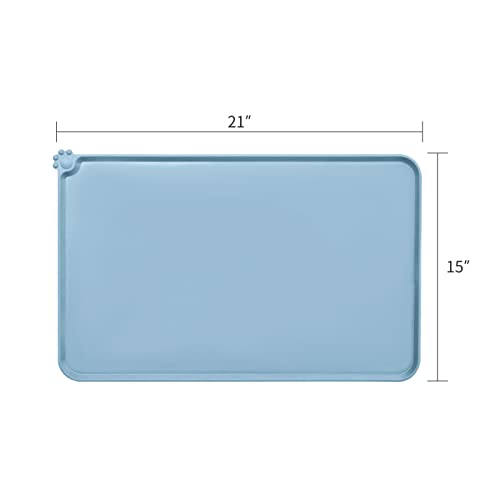 AUDWUD Silicone Waterproof Pet Feeding Mats,Anti Slip Bowl Pad,Dog Mat for Food and Water - color: Slate, size: 21" x 15"