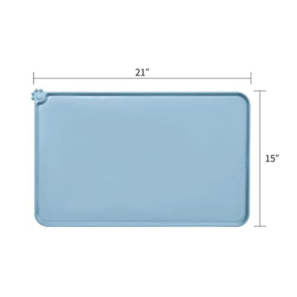 AUDWUD Silicone Waterproof Pet Feeding Mats,Anti Slip Bowl Pad,Dog Mat for Food and Water - color: Slate, size: 21" x 15"