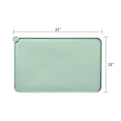AUDWUD Silicone Waterproof Pet Feeding Mats,Anti Slip Bowl Pad,Dog Mat for Food and Water - color: Lake, size: 21" x 15"