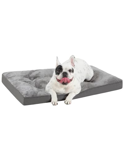Dog Bed for Crate Washable Plush Medium Size Dog Kennel Pad with Anti-Slip Bottom, 29x18 Inch, Grey - color: Grey, size: 29.0 L x 18.0 W x 1.5 Th