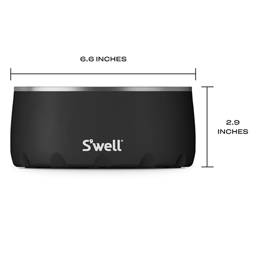 S'well Stainless Steel Pet Bowl, 32oz, Onyx, for Small to Medium Size Dogs, Mess Free Design with Non Slip Rubber Bottom, Dishwasher Safe, BPA Free - color: Onyx, size: 32 oz