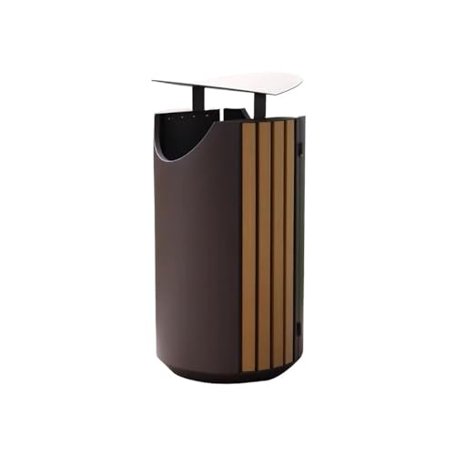 Dog Poop Trash Can Outside, Outdoor Public Area Garbage Can Galvanised Steel Plastic Wood Trash Bin