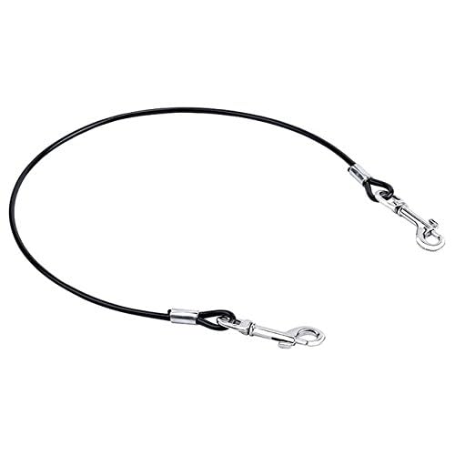 Mogoko Pet Dog Car Seat Belt Restraint, Coated Stainless Steel Chew Proof Dog Vehicle Safety Tether Cable, Double Clip No-Chew Pet Car Leash Lead-24 Inch Black - color: Black, size: 24 inches