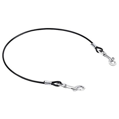 Mogoko Pet Dog Car Seat Belt Restraint, Coated Stainless Steel Chew Proof Dog Vehicle Safety Tether Cable, Double Clip No-Chew Pet Car Leash Lead-24 Inch Black - color: Black, size: 24 inches