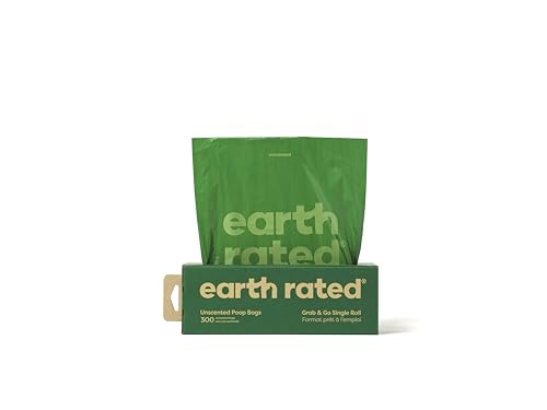 Earth Rated Dog Poop Bags, Thick Grab and Go Single Roll, Ideal for Backyard Pickups, Unscented, 300 Count - style: Unscented