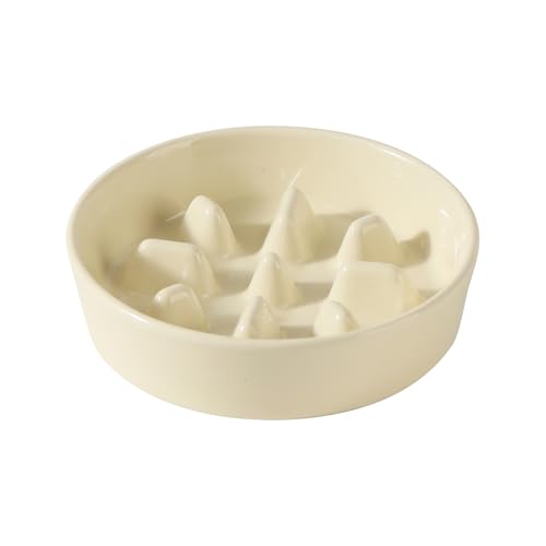 Havniva Ceramic Slow Feeder Dog Bowls, 0.9 Cups Dog Bowl Slow Feeding for Small Breed, 6.1inch Puzzle Dog Food Bowl Slow Feeder Non-Slip Anti-Gulping and Anti-Choking Reduces Bloating - color: 1 x Light Yellow-C, size: 6.1inch