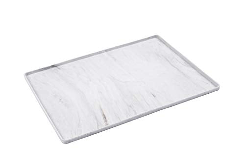 Messy Mutts & Cats Silicone Non-Slip Pet Bowl Mat with Raised Edge | 16” x 12” Dog/Cat Bowl Mat with Spill-Proof Lip | Marble - color: Marble