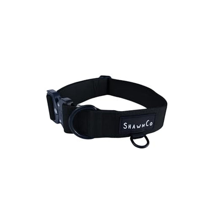 ShawnCo Basecamp Dog Collar- Premium, Adjustable, Heavy-Duty Nylon Tactical Dog Collar with Metal Buckle for Medium and Large Dogs (Midnight, S) - color: Midnight, size: S- No Handle