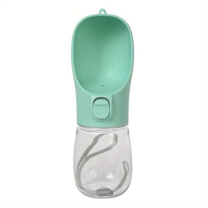 Leak-Proof Portable Dog Water Bottle with Built-in Bowl | Travel Pet Water Dispenser for Hiking, Walking & Outdoor Use | One-Hand Operation (Green) - color: Green