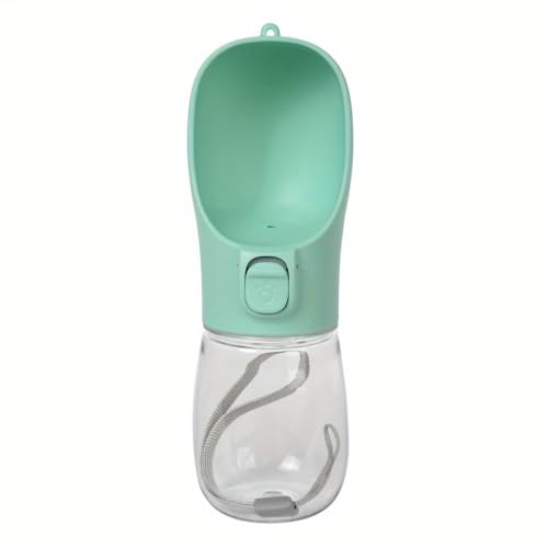 Leak-Proof Portable Dog Water Bottle with Built-in Bowl | Travel Pet Water Dispenser for Hiking, Walking & Outdoor Use | One-Hand Operation (Green) - color: Green