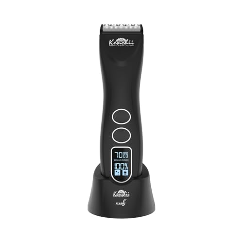 Kenchii Flash 5 Matte Black 5-in-1 Pet Grooming Clipper Digital LCD Stay-Cool Blade Precision Pet Grooming Trim, Shape, Sleek and Ergonomic Design - color: Matte Black