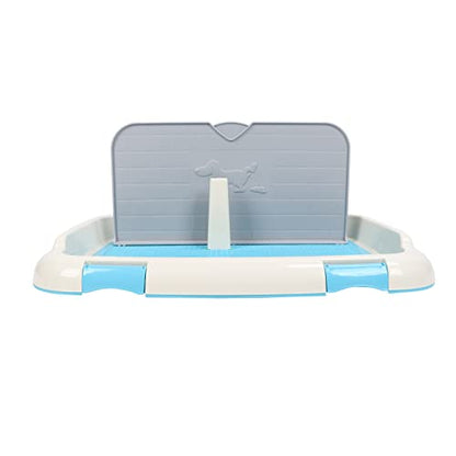RiToEasysports Dog Potty Tray Indoor Toilet for Small to Medium Dogs Made of Plastic with Wall Cover Easy Clean 66 X 46.5 X 27.5cm (Blue)