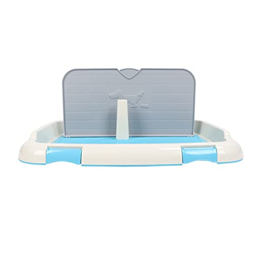 RiToEasysports Dog Potty Tray Indoor Toilet for Small to Medium Dogs Made of Plastic with Wall Cover Easy Clean 66 X 46.5 X 27.5cm (Blue)