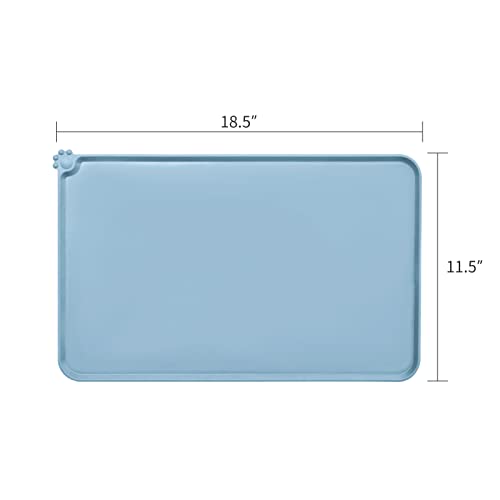 AUDWUD Silicone Waterproof Pet Feeding Mats,Anti Slip Bowl Pad,Dog Mat for Food and Water - color: Slate, size: 18.5" x 11.5"