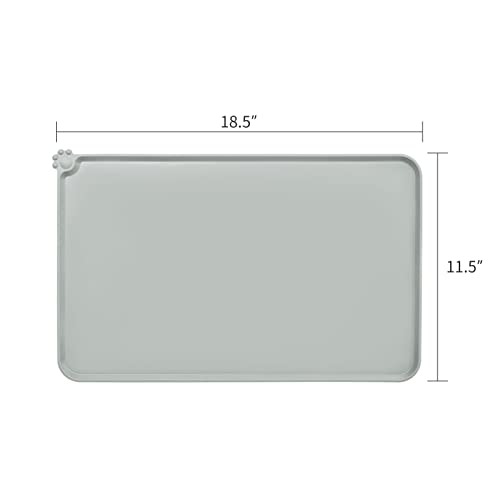 AUDWUD Silicone Waterproof Pet Feeding Mats,Anti Slip Bowl Pad, Dog Mat for Food and Water - color: Mist, size: 18.5" x 11.5"