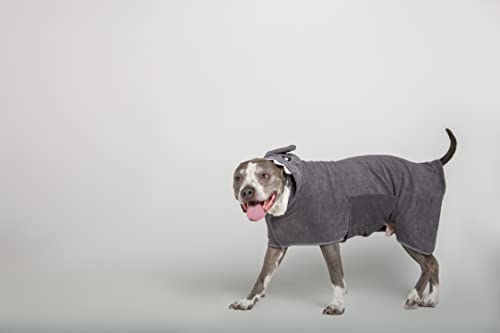 BoxDog Wearable Microfiber Dog Towel with Monster or Shark Hoodie | Soft Dog Bathrobe (Small, Grey Shark) - color: Grey Shark, size: Small