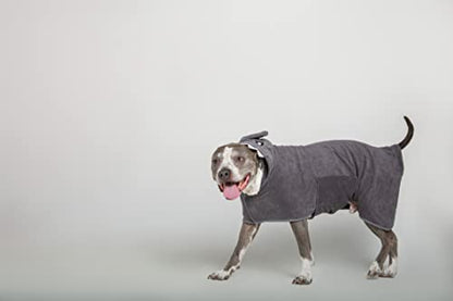 BoxDog Wearable Microfiber Dog Towel with Monster or Shark Hoodie | Soft Dog Bathrobe (Small, Grey Shark) - color: Grey Shark, size: Small