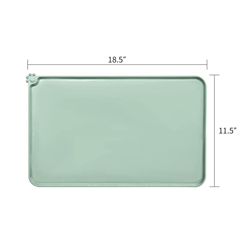 AUDWUD Silicone Waterproof Pet Feeding Mats,Anti Slip Bowl Pad,Dog Mat for Food and Water - color: Lake, size: 18.5" x 11.5"