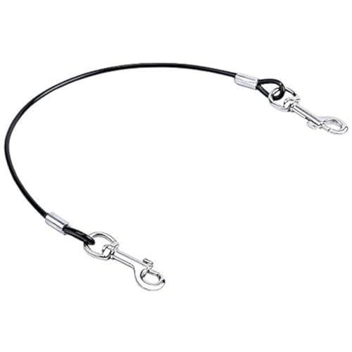 Mogoko Pet Dog Car Seat Belt Restraint, Coated Stainless Steel Chew Proof Dog Vehicle Safety Tether Cable, Double Clip No-Chew Pet Car Leash Lead-16 Inch Black - color: Black, size: 16 inches