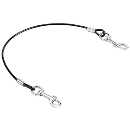 Mogoko Pet Dog Car Seat Belt Restraint, Coated Stainless Steel Chew Proof Dog Vehicle Safety Tether Cable, Double Clip No-Chew Pet Car Leash Lead-16 Inch Black - color: Black, size: 16 inches