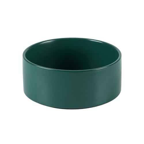 Havniva 6.1” Ceramic Dog Bowls, Dog Food and Water Bowl for Small & Medium Dogs, Durable Dog Water Bowl with Non-Slip Rubber Base Large Capacity Pet Feeding Bowl - color: Matte Dark Green, size: 6.1 Inch