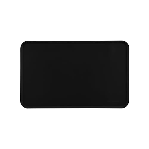 Amazon Basics Waterproof Non-Slip Silicone Pet Feeding Mat with Raised Edges for Food and Water Bowls, Easy to Clean Pet Placemat to Protect Floors, 18.5" x 11.5", Black - color: Black, style: 18.5" x 11"